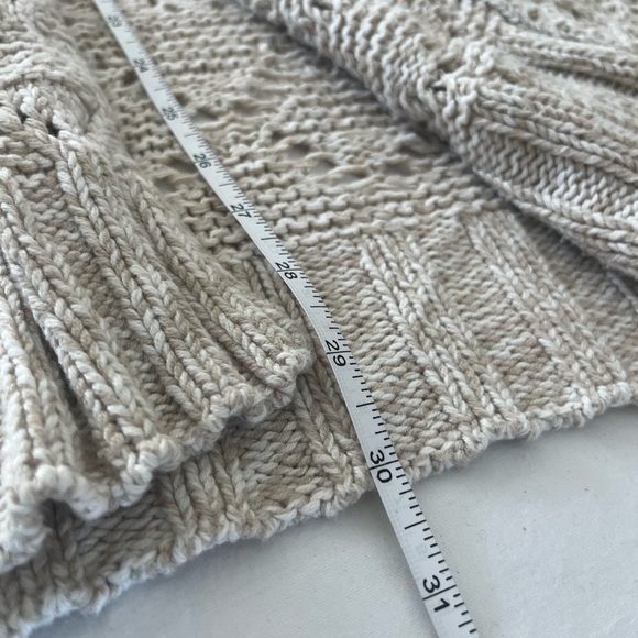 LUCKY BRAND Cream Open-Front crotchet knit Sweater bohemian neutral XL - Picture 7 of 9